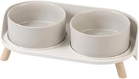 AHX emelt kerámia kutyatál állvánnyal, dupla - szürke - 850 ml x 2 1