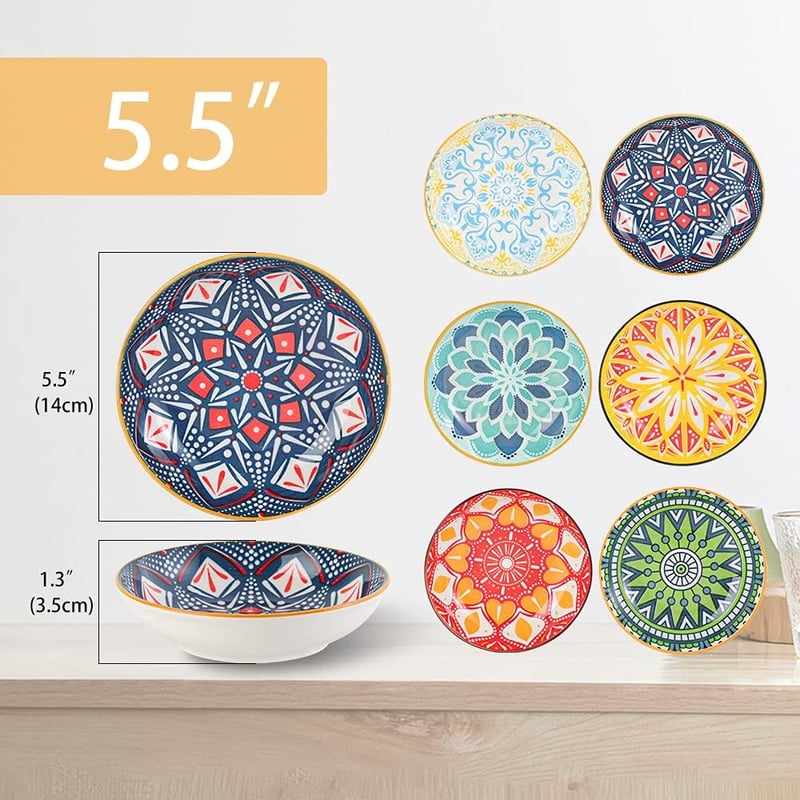 AHX Kerámia Desszert Tálak 6 db-os Szett 14 cm Színes