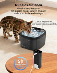Bezdrôtová fontána pre mačky AIAUON 3,5 l s režimom senzora a časovačom, s miskou z nehrdzavejúcej ocele, ultra tichá, s 8 filtrami 3