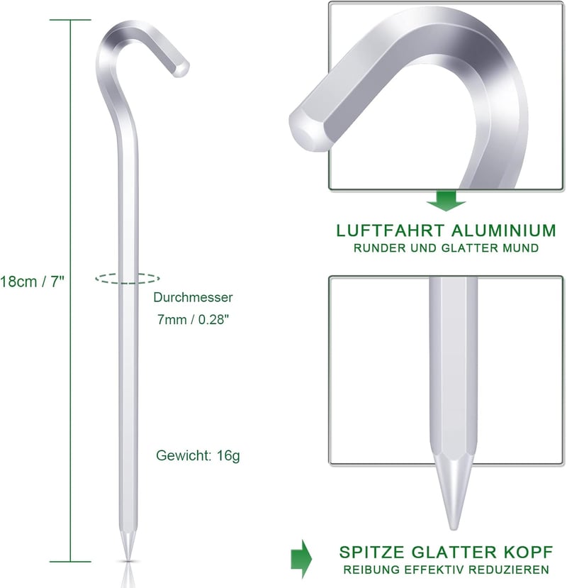 Aibeli 24 db Sátor Cövek 18 cm Alumínium Kemping Kiegészítő