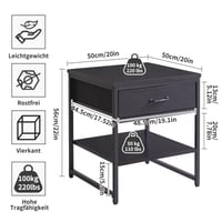 Príručný stolík Aibiju YD-TM156B s látkovou zásuvkou, nastaviteľným úložným priestorom 50 cm, štvorcový konferenčný stolík, stojan pod tlačiareň do kancelárie, čierny 3