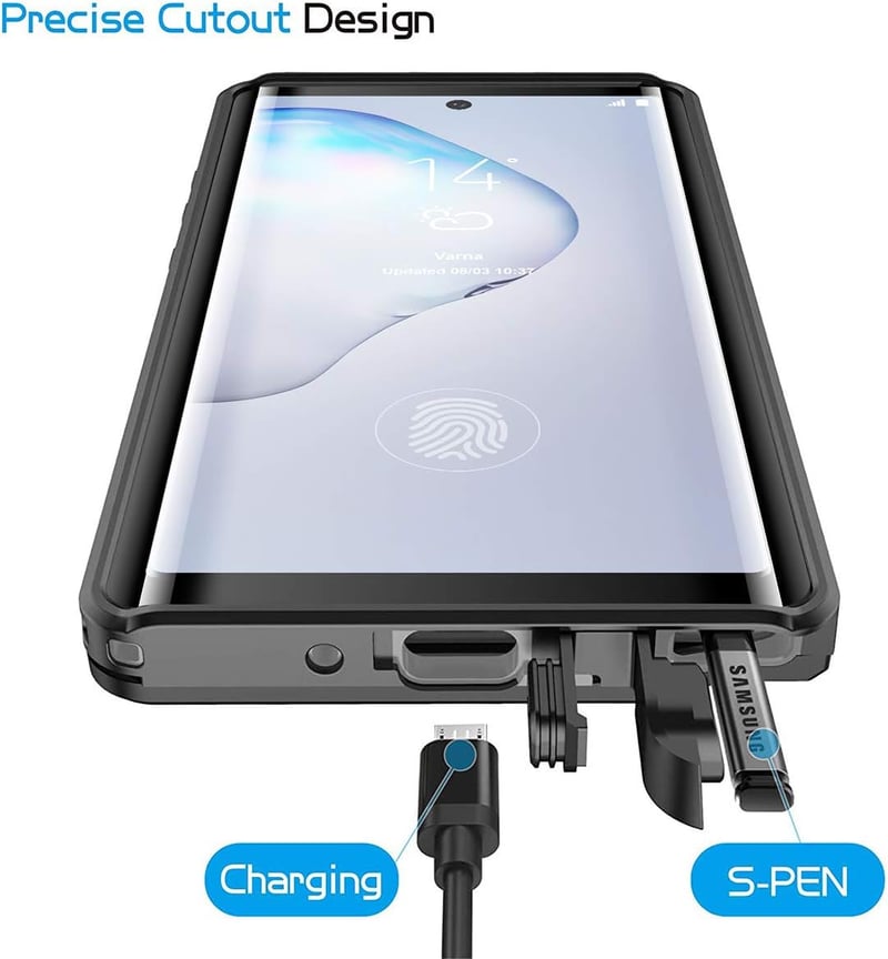 AICase Samsung Galaxy Note 10+ Plus Vízálló Tok - IP68 Tanúsított 360° Védelem Víz, Ütés, Por és Hó Ellen, Fekete