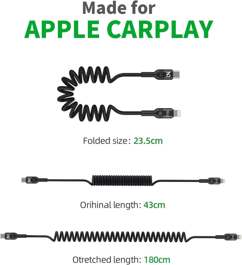 AICase USB-C Lightning kábel spirál iPhone 14/13/12/11 töltéshez