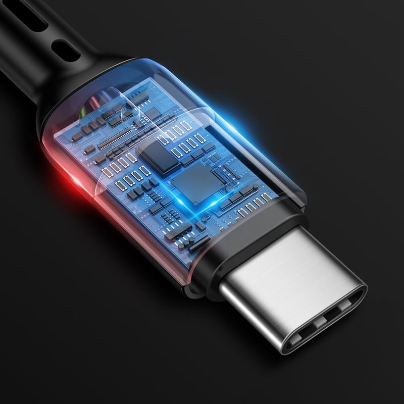 AICase USB Type-C spirál kábel, töltés és adatátvitel, Huawei Mate 9, MacBook, iPad Pro