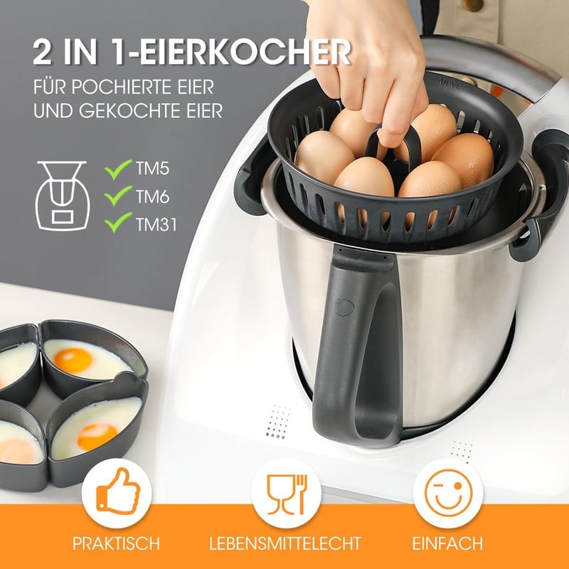 AIEVE 2 az 1-ben tojásfőző és poséírozó betét Thermomix TM5 TM6 TM31-hez