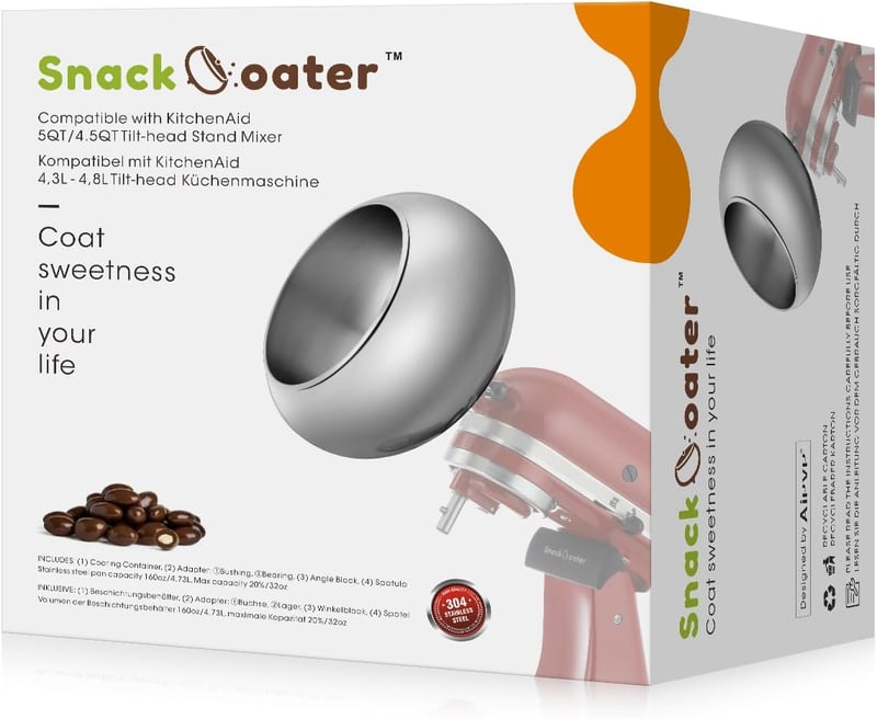 Aieve Snack Coater Csokoládé Mandula Feldolgozó 4,73L