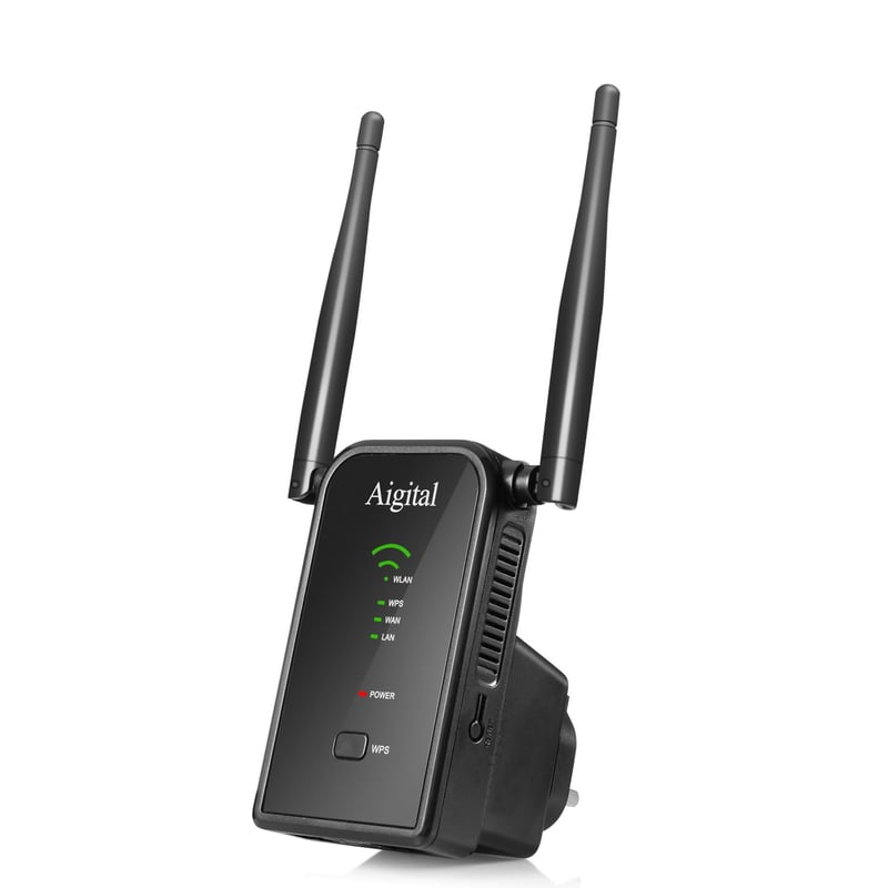 Aigital WN532 WiFi Zosilňovač signálu - Čierny Bezdrôtový Zosilňovač, Štandard 802.11bgn, s Funkciou Super Booster, 160g