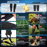 Futbalové chrániče holení AIGOCITY s ochranou členkov, veľkosť S, pre deti aj dospelých, priedušné, protišmykové, voštinová štruktúra, tlmenie nárazov 3