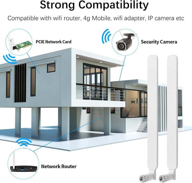 aigolink 4G LTE SMA antenna 10dBi, omnidirekt WLAN jelerősítő router hotspot kamerához, 2 darab