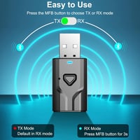 Aigolink Bluetooth adapter TV-hez, 2 az 1-ben adó-vevő, 3.5mm jack, autóhoz 8