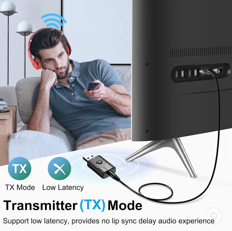 Aigolink Bluetooth adapter TV-hez, 2 az 1-ben adó-vevő, 3.5mm jack, autóhoz