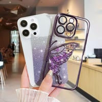AIGOMARA Csillogó Tok iPhone 15 Pro Max-hoz, 3D Pillangó Mintás Folyékony Homokos Védőtok Kameravédelemmel, Vékony TPU Bumper 3