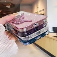 AIGOMARA Csillogó Tok iPhone 15 Pro Max-hoz, 3D Pillangó Mintás Folyékony Homokos Védőtok Kameravédelemmel, Vékony TPU Bumper 6