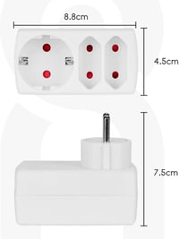 Aigostar 3-as Elosztó Adapter Gyermekzárral - Hordozható Többes Konnektor Aljzat Bővítő 2