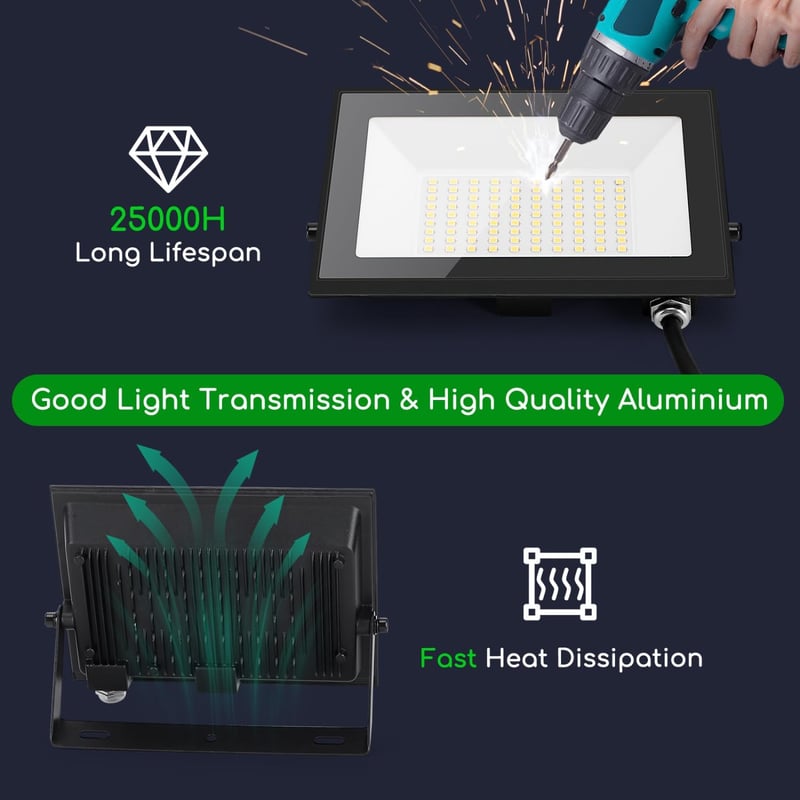 Aigostar 50W LED Kültéri Reflektor 4500 Lumen Természetes Fehér IP65 2db - 50.0 Watt