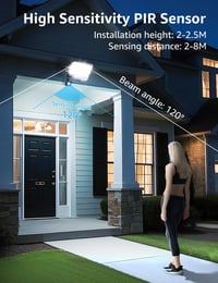 Aigostar 50W LED reflektor so senzorom pohybu, exteriérový, 4600 lm, 6500K studená biela, IP65 vodoodolný, osvetlenie do záhrady, garáže a na dvor, 2 ks 5