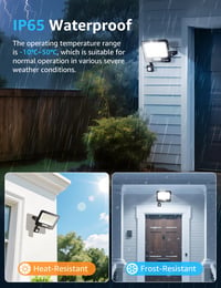 Aigostar 50W LED reflektor so senzorom pohybu, exteriérový, 4600 lm, 6500K studená biela, IP65 vodoodolný, osvetlenie do záhrady, garáže a na dvor, 2 ks 3