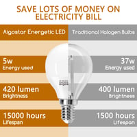 LED žiarovka Aigostar E14, 5W, teplá biela 3500K, 400 lúmenov, uhol vyžarovania 230°, bez blikania, balenie 10 ks, energetická trieda A+ 5