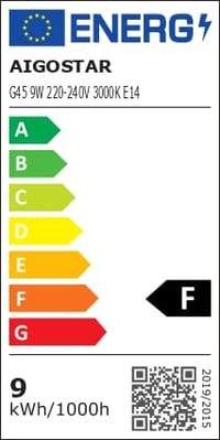 LED žiarovka Aigostar E14 G45 9W (náhrada za 62W), teplá biela 3000K, 840 lúmenov, CRI>80, nestmievateľná, energeticky úsporná, 5 ks 8