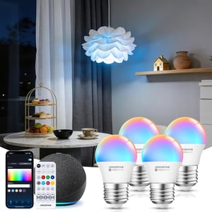 Inteligentná LED žiarovka Aigostar Mesh G45 E27 6,5W RGB Bluetooth – 4 ks
