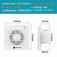Kúpeľňový ventilátor Aigostar 120 mm, so spätnou klapkou, tichý odsávací ventilátor, 14 W, do kuchyne, WC, kúpeľne 3