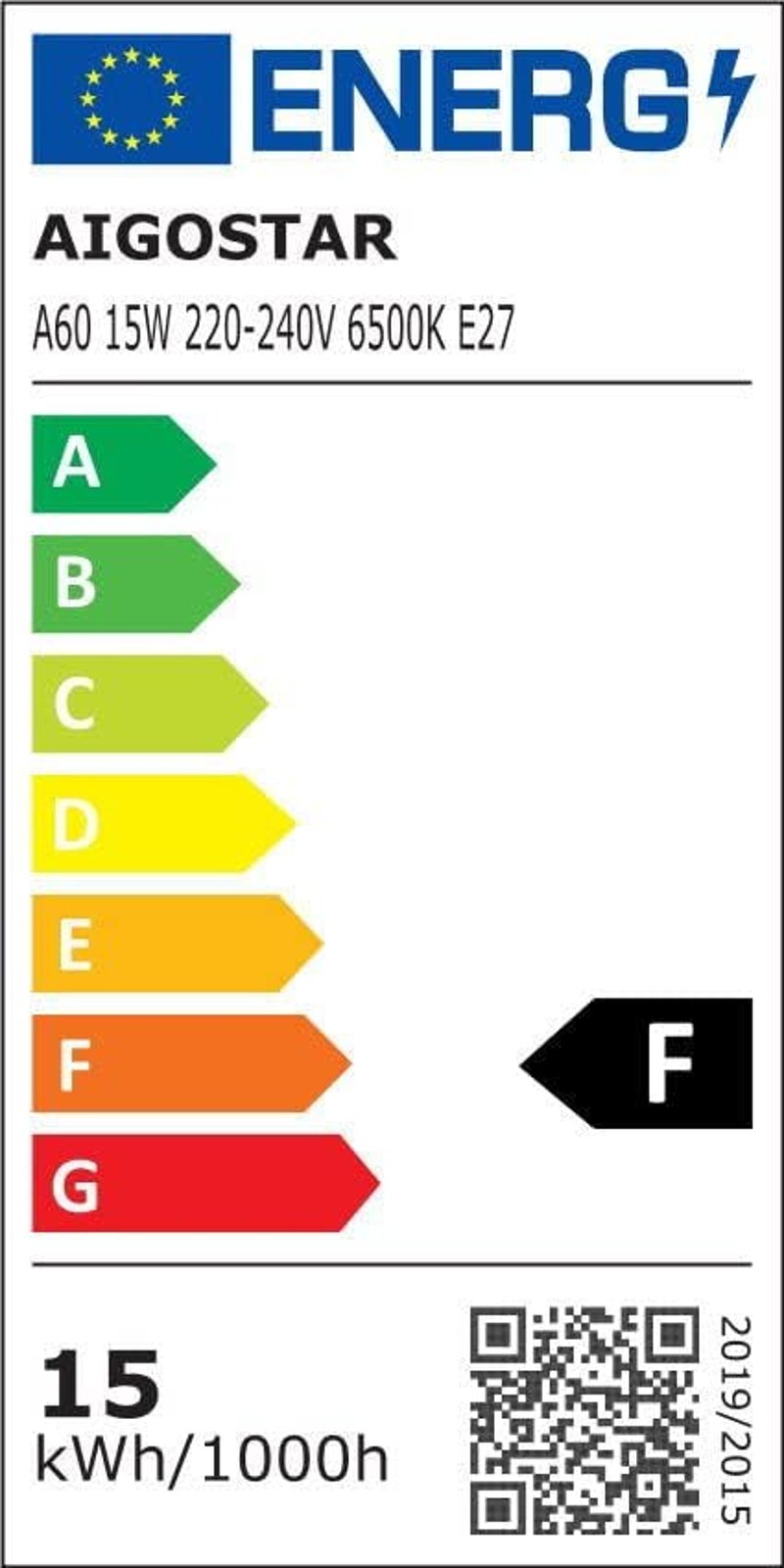 Aigostar LED A5 A60 Big Angel E27 Hideg Fehér Izzó 15W - Energiatakarékos Irodai Világítás, Nagy Fényerejű Lámpa