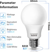 Aigostar LED A5 A60 Big Angel E27 Hideg Fehér Izzó 15W - Energiatakarékos Irodai Világítás, Nagy Fényerejű Lámpa 2