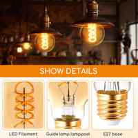 Aigostar LED E27 4W G80 Vintage Edison izzó meleg fehér 1800K 3db 4
