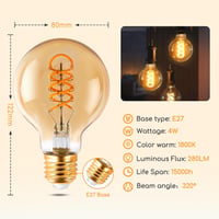 Aigostar LED E27 4W G80 Vintage Edison izzó meleg fehér 1800K 3db 3