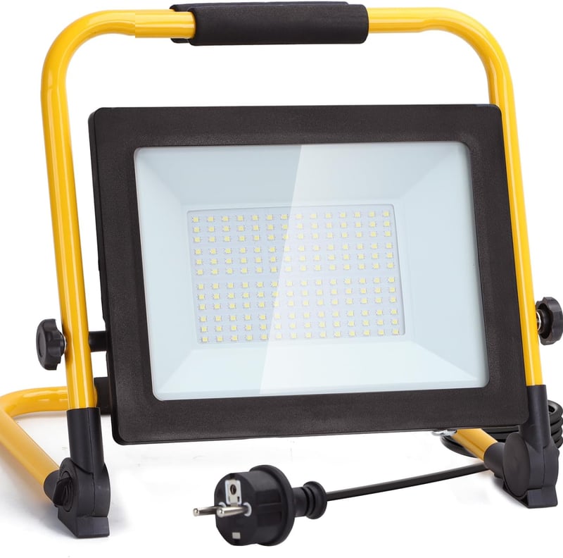 Aigostar LED Építkezési Reflektor 100W 8800LM - Vízálló Munkalámpa Kábellel, Műhelyhez, Építkezéshez, Garázsba, 6500K Nappali Fehér Fény, Ho