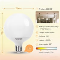 Aigostar LED izzó E27 20W meleg fehér 2060 lumen 3 db csomag 2