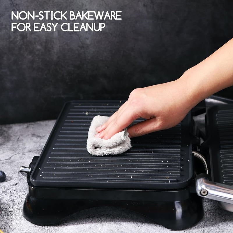 Aigostar Samson XXL Kontakt Grill 2000W - Rozsdamentes Acél Panini Sütő, Szendvicssütő, 180° Nyitható, Tapadásmentes Bevonat, Hőmérséklet Sz