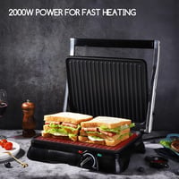 Aigostar Samson XXL Kontakt Grill 2000W - Rozsdamentes Acél Panini Sütő, Szendvicssütő, 180° Nyitható, Tapadásmentes Bevonat, Hőmérséklet Sz 3