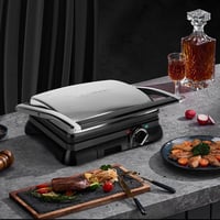 Aigostar Samson XXL Kontakt Grill 2000W - Rozsdamentes Acél Panini Sütő, Szendvicssütő, 180° Nyitható, Tapadásmentes Bevonat, Hőmérséklet Sz 6