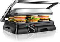 Aigostar Samson XXL Kontakt Grill 2000W - Rozsdamentes Acél Panini Sütő, Szendvicssütő, 180° Nyitható, Tapadásmentes Bevonat, Hőmérséklet Sz 1
