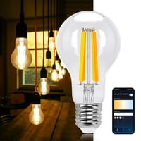 Inteligentná WiFi LED žiarovka Aigostar E27 6W Vintage Edison so stmievaním, 2700K-6500K, kompatibilná s Alexa a Google Assistant, priehľadná, 1 ks 1
