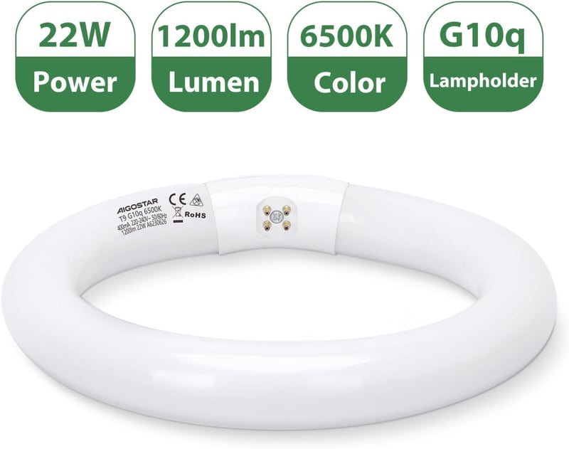 Aigostar T9 Körfluoreszcens Cső 30cm 32W Hideg Fehér G10Q Foglalat
