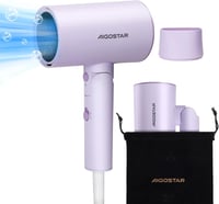 Aigostar Utazási Hajszárító - 2100W Ion Technológia, 3 Hőfokozat/2 Sebesség, Túlmelegedés Elleni Védelem, Lila, Tárolótáskával 1
