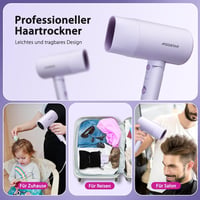 Aigostar Utazási Hajszárító - 2100W Ion Technológia, 3 Hőfokozat/2 Sebesség, Túlmelegedés Elleni Védelem, Lila, Tárolótáskával 5