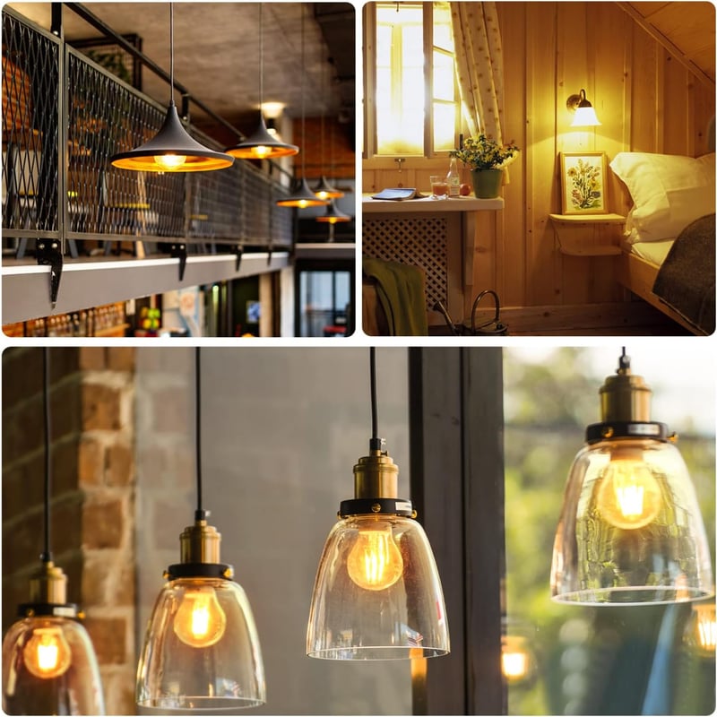 Aigostar Vintage LED Izzó E27 6W, Meleg Fehér 2200K, 600 Lumen, Retro Edison Filament, Borostyán, 330° Szórás, 6 db Csomag