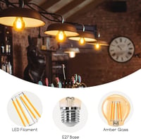 Aigostar Vintage LED Izzó E27 6W, Meleg Fehér 2200K, 600 Lumen, Retro Edison Filament, Borostyán, 330° Szórás, 6 db Csomag 2