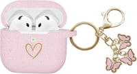 AIIEKZ AirPods 4 (2024) szilikon tok pillangó kulcstartóval - rozéarany 1