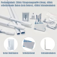 Aiitomg 2 db kávézó függönykarnis szett 90-150 cm fehér 2