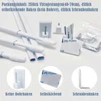 Aiitomg Rozťahovacia garniža 2 ks, Nastaviteľná tyč na záclony do obchodu, šatníka, kuchyne, 40-70 cm, čierna 2