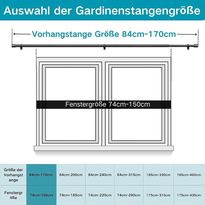 Aiitomg Fekete Függönyrúd 84-150 cm, 25 mm Átmérőjű Állítható Tartóval