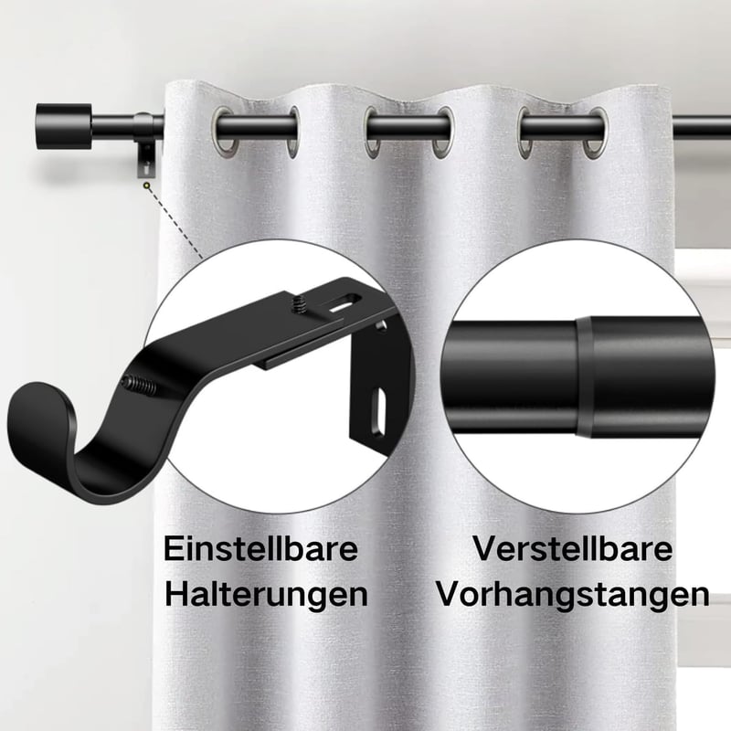 Aiitomg Fekete Függönyrúd 84-150 cm, 25 mm Átmérőjű Állítható Tartóval