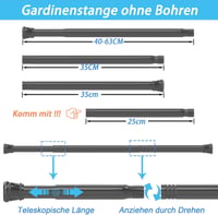 Aiitomg Feszítőrúd Függönyökhöz 73-145 cm Ezüst Fúrás Nélkül 3