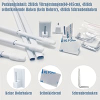 Aiitomg Függönyrúd 2db Fehér 60-105cm Ablak Konyha Szekrény 2