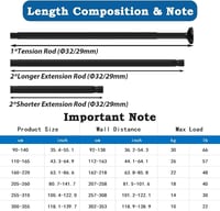 Aiitomg Függönyrúd 400 cm Fúrás Nélkül Fekete Extendálható Fürdőszoba Hálószoba - 350 - 405 cm, Black 5