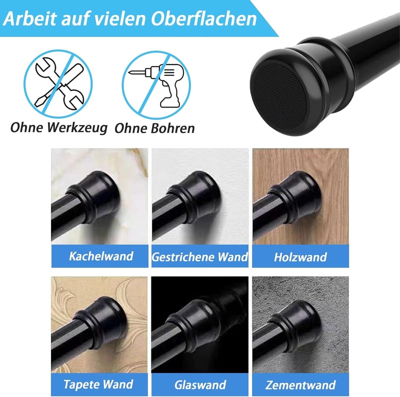 Aiitomg Zuhanyfüggöny Rúd Fúrás Nélkül 85-265cm Fehér Állítható
